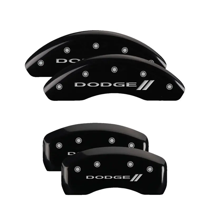 Mgp Engraved 4-Piston Caliper Covers — Front & Rear, Rt1-Truck Red With Silver Chrome Accent 1