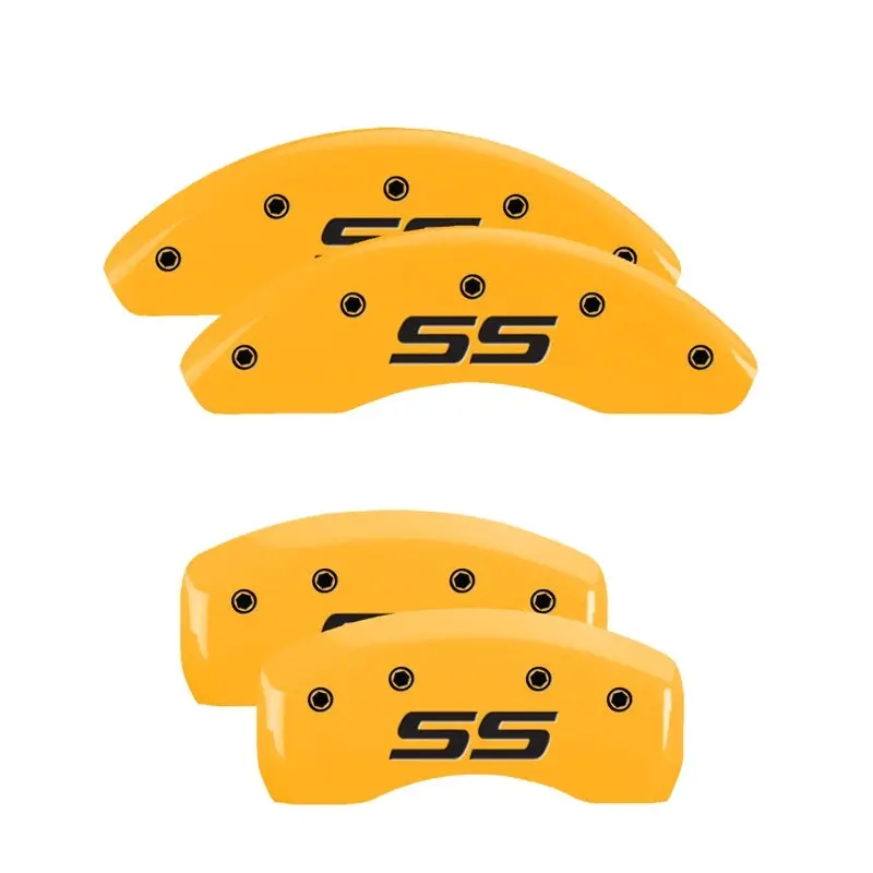 Mgp Engraved Caliper Covers For 2008 Chevrolet Impala Monte Carlo Ss – Yellow Finish With Black/Charcoal Accents (Front & Rear, 4-Piece) 1