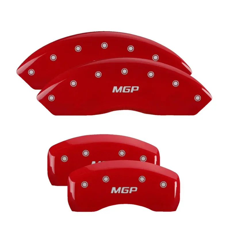 Mgp Front Set 2 Caliper Covers Engraved Front Mgp Red Finish Silver Ch 1