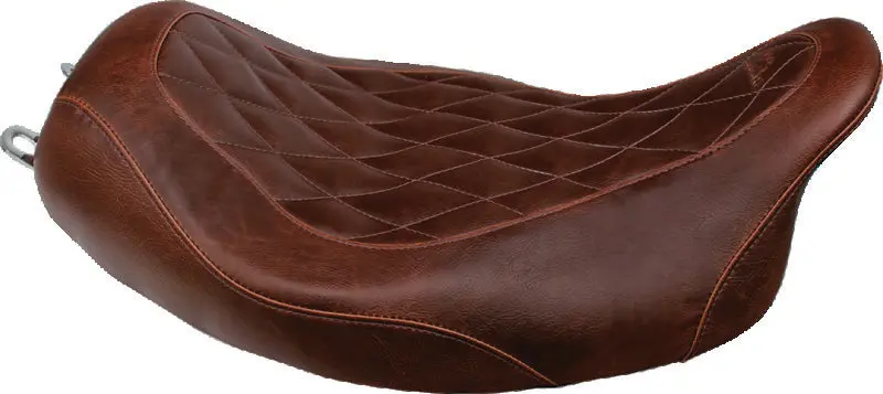 Mustang Solo Seat — Brown Leather, Compatible With 1997–2007 Harley-Davidson Road King, 2006–2007 Street Glide, And 2000–2005 Eagle Tripper 1