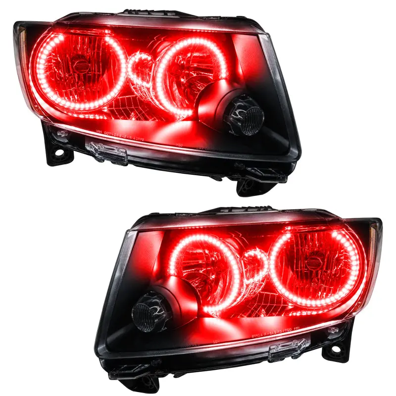 Oracle Halo Led Headlights For 2011–2013 Jeep Grand Cherokee – Pre-Assembled Chrome Housing With Red Accent Rings (Non-Hid) 1