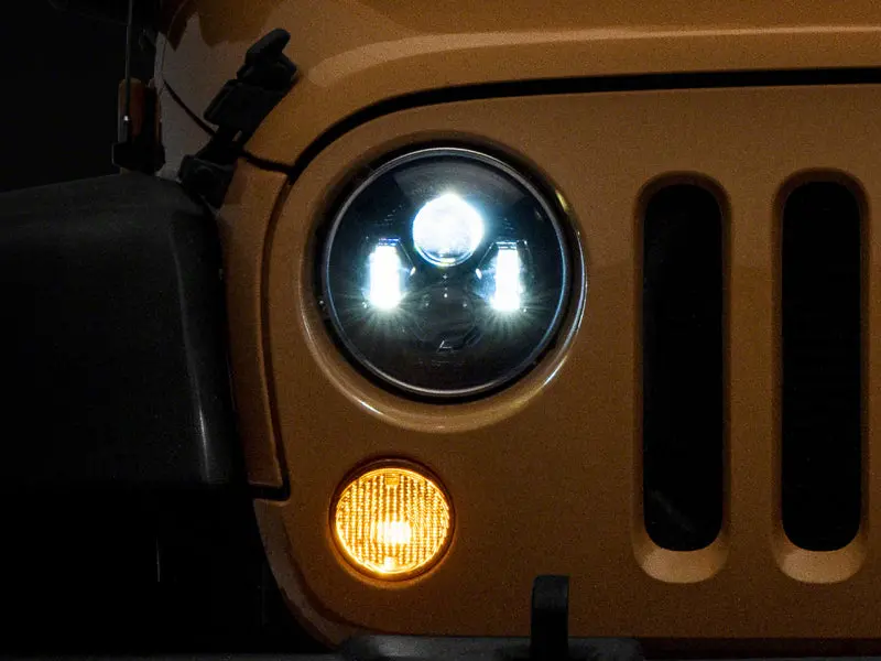 Raxiom Led Headlight Upgrade – 7-Inch Black-Housing Units With Clear Lenses For 2007–2018 Jeep Wrangler Jk 1